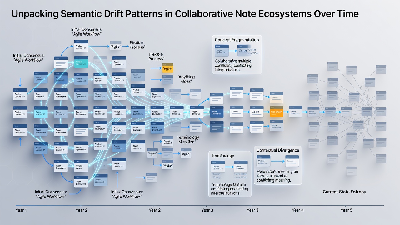 Graph depicting cumulative semantic changes across collaborative note timelines from multiple ecosystem datasets